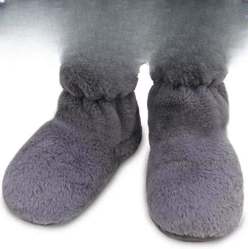 Microwavable Grey Slippers for Comfort and Warmth - Size 12 × 10.5 × 2.7