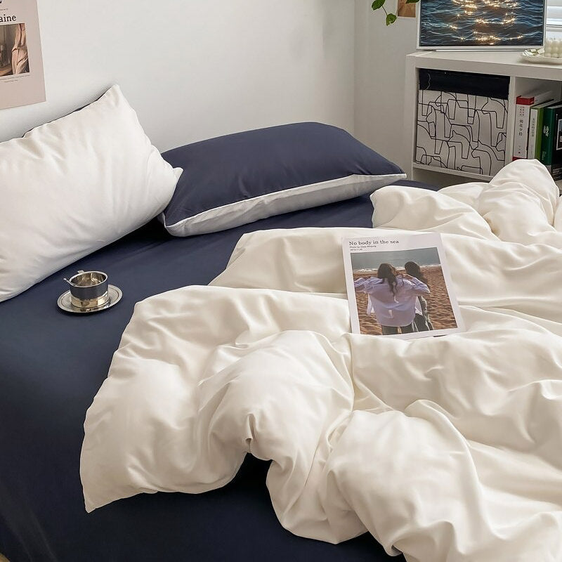 Dusty Shades Plain Bedding Set — Soft-Touch Cotton Duvet & Pillowcases — Front view