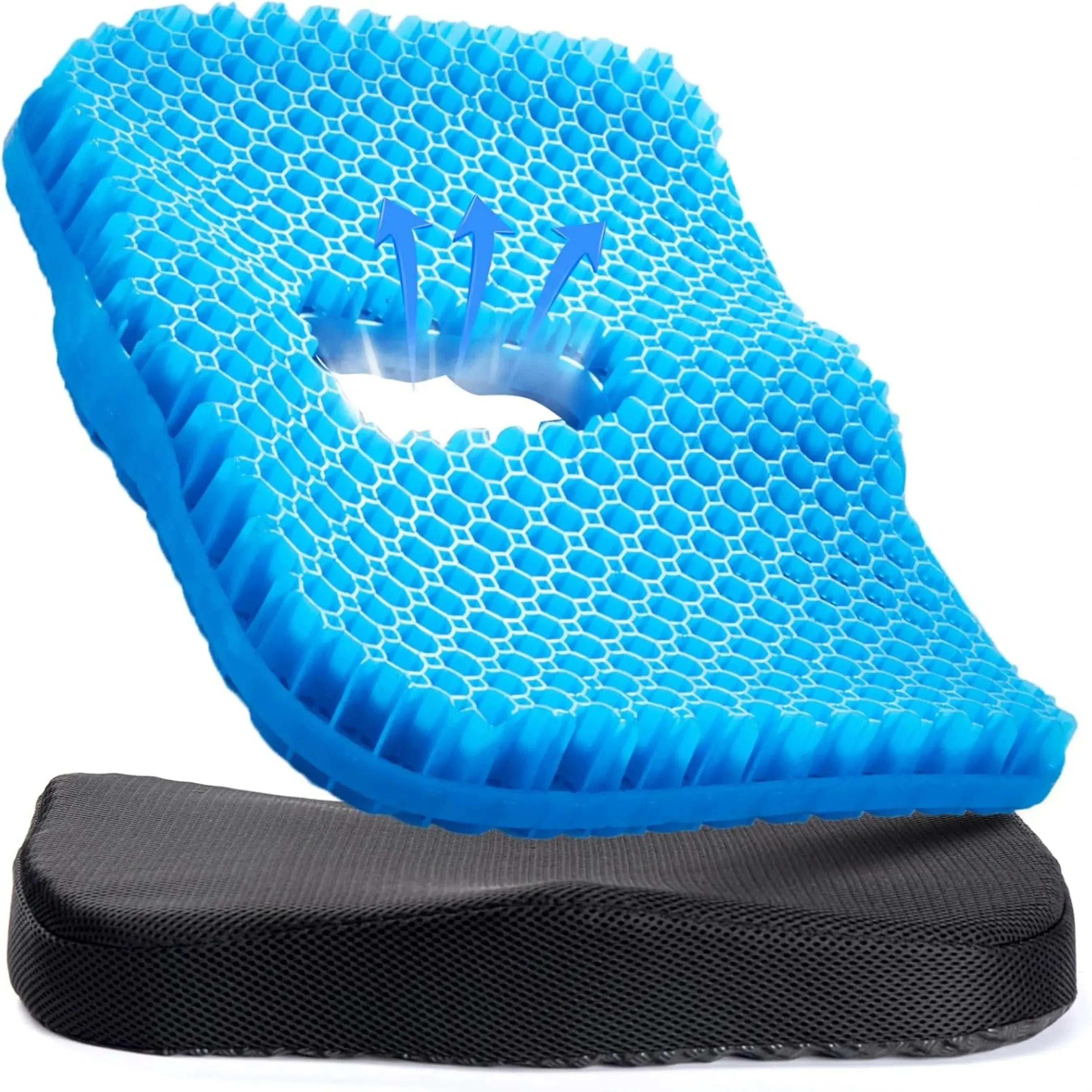 Honeycomb Gel Silicone Seat Cushion for Comfort - Available in Blue, Black, Gray - 16×13×2" (40×33×5cm) — Lifestyle 7