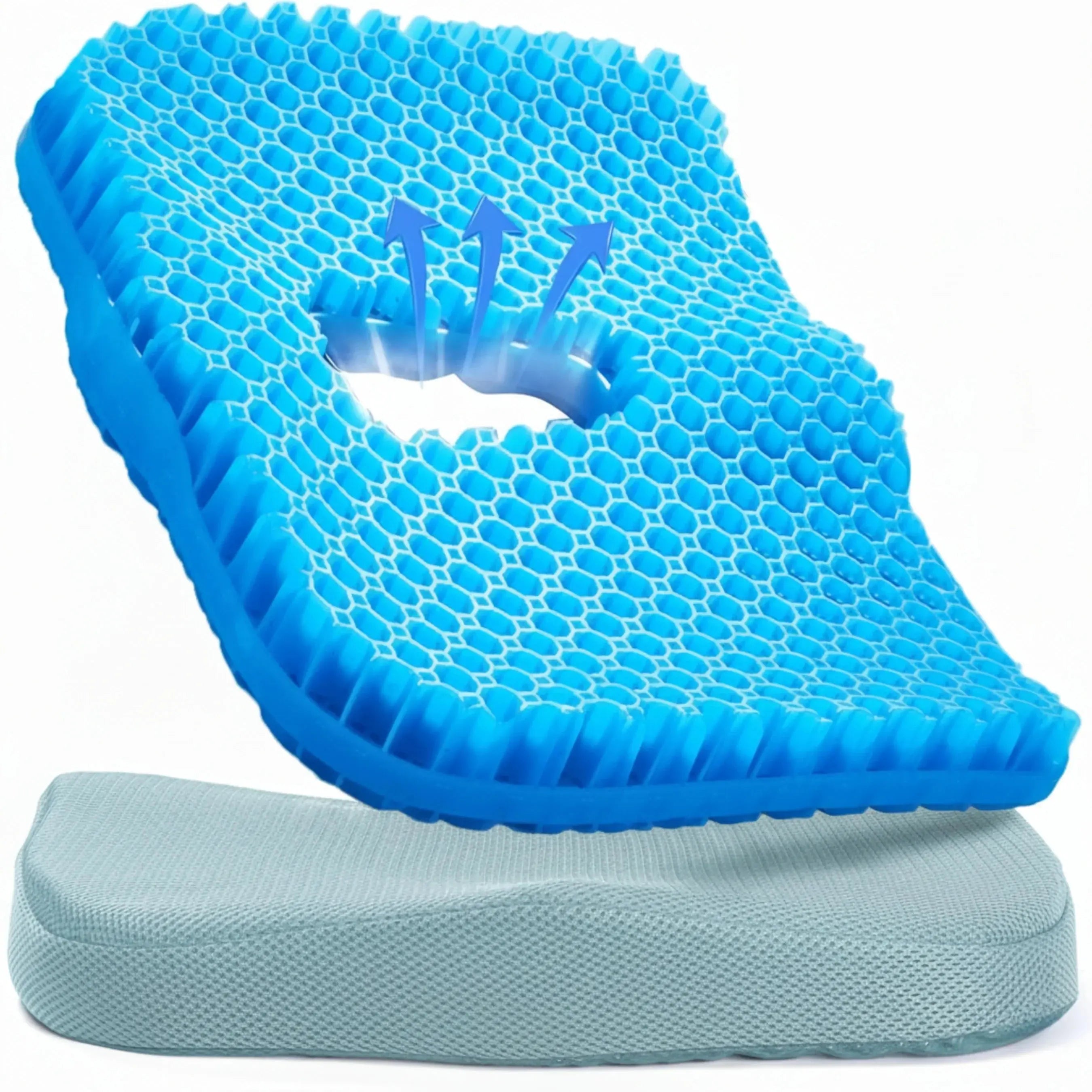 Honeycomb Gel Silicone Seat Cushion for Comfort - Available in Blue, Black, Gray - 16×13×2" (40×33×5cm) — Lifestyle 8