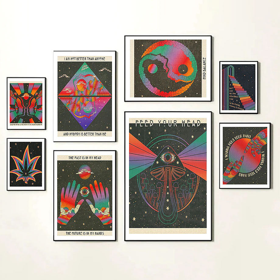 Trippy Rainbow Vaporwave Canvas Posters — Considered Home Styling — Front view