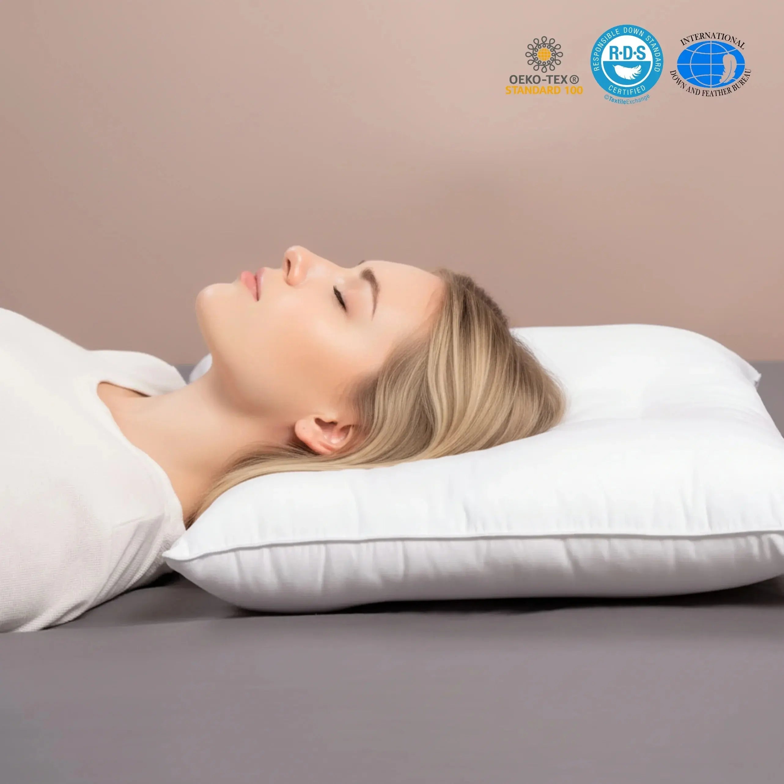 Natural Cotton Low Loft Sleep Pillow - Available in 30x50cm, 40x60cm, and 48x74cm Sizes for Comfortable Rest — Lifestyle 1