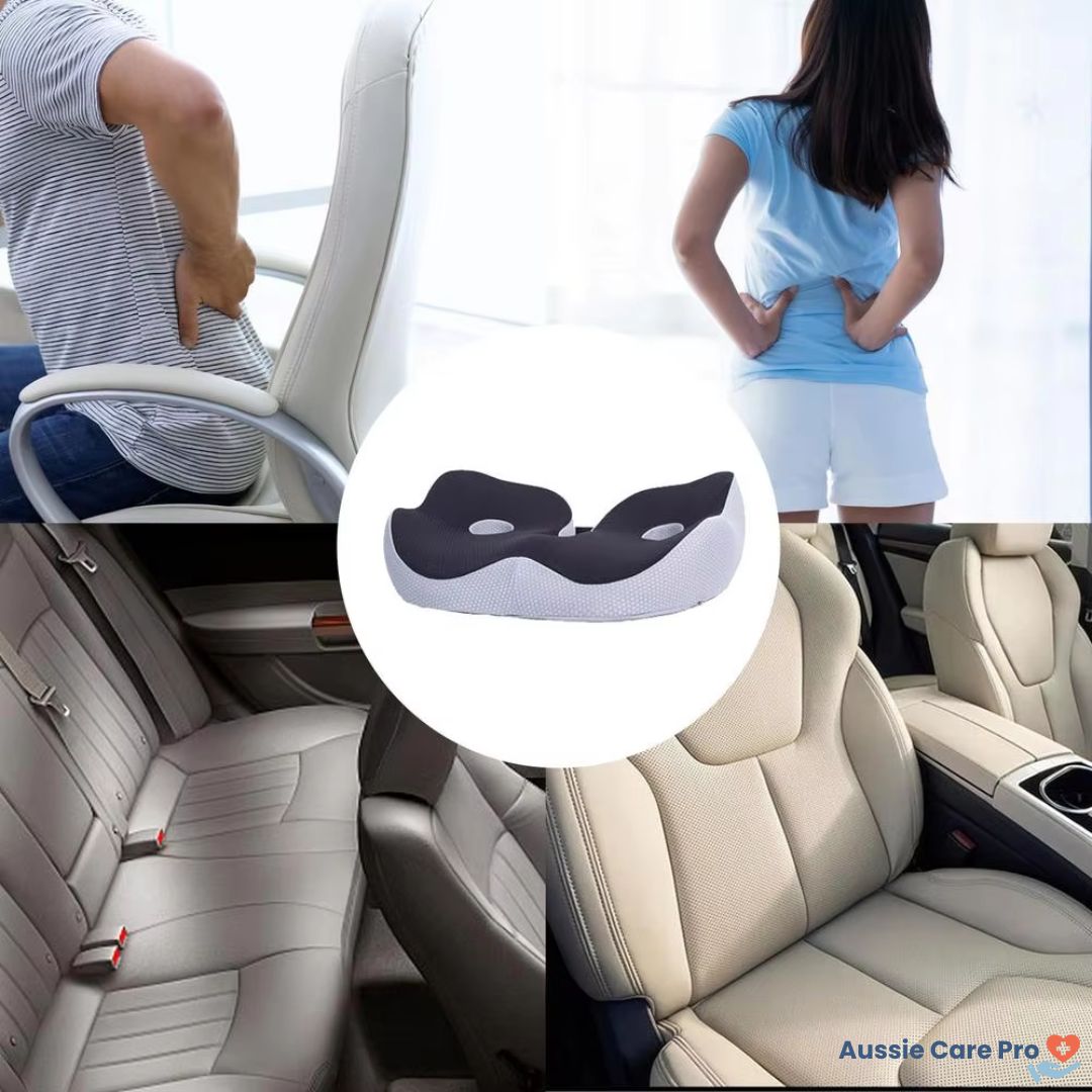 Ergonomic Adjustable Memory Foam Sit Bone Relief Seat Cushion for All-Day Comfort and Support