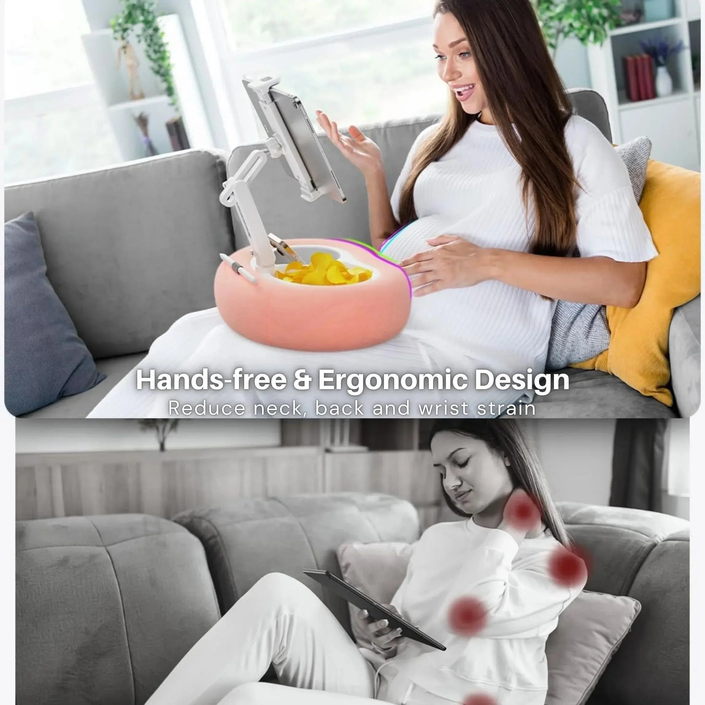 Adjustable Pillow Stand for Tablets and Phones - Available in Blue, Light Grey, and Pink for Comfortable Viewing — Lifestyle