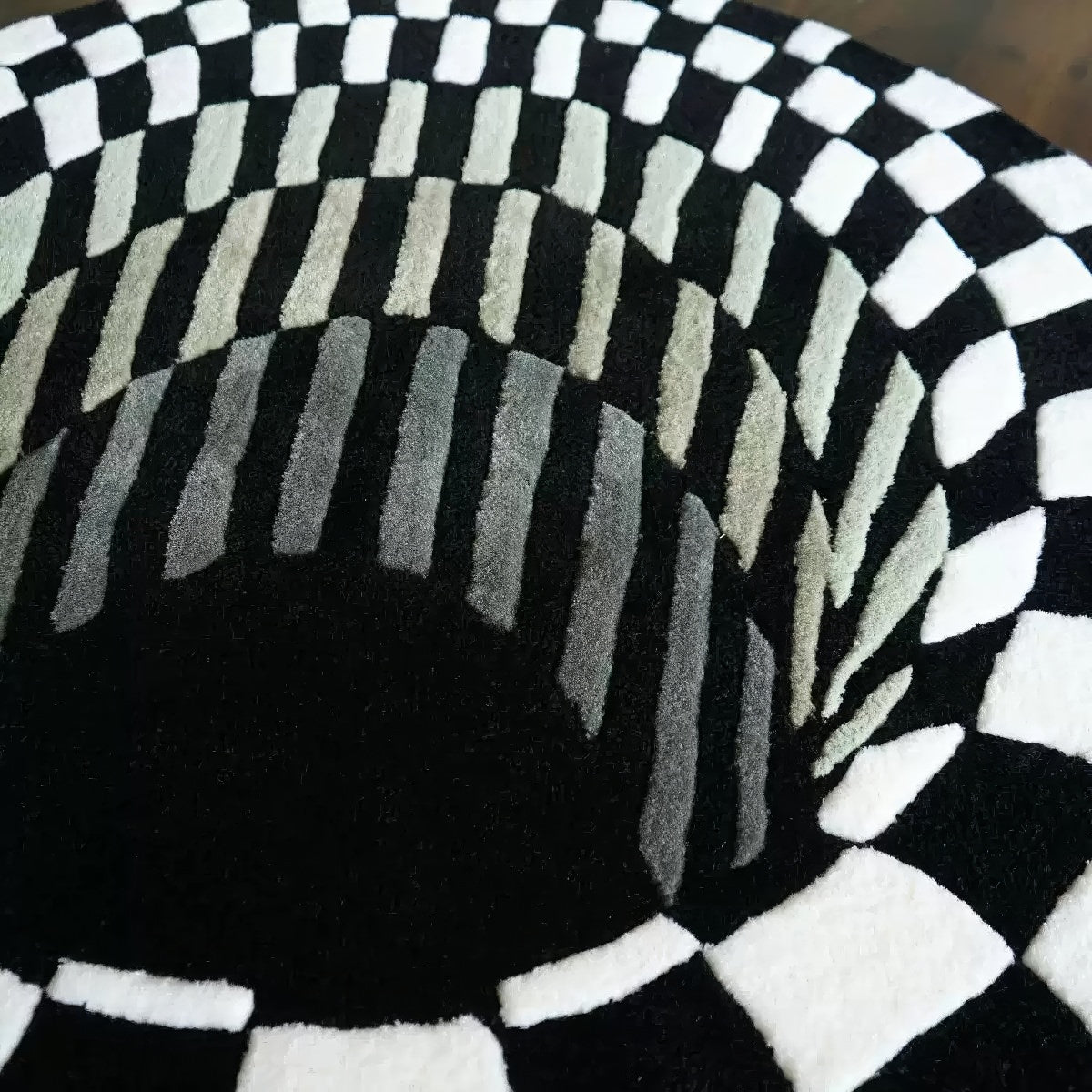 3D Hole Illusion Accent Rug — Soft Accent Rug for Bedroom Layering — Lifestyle 2
