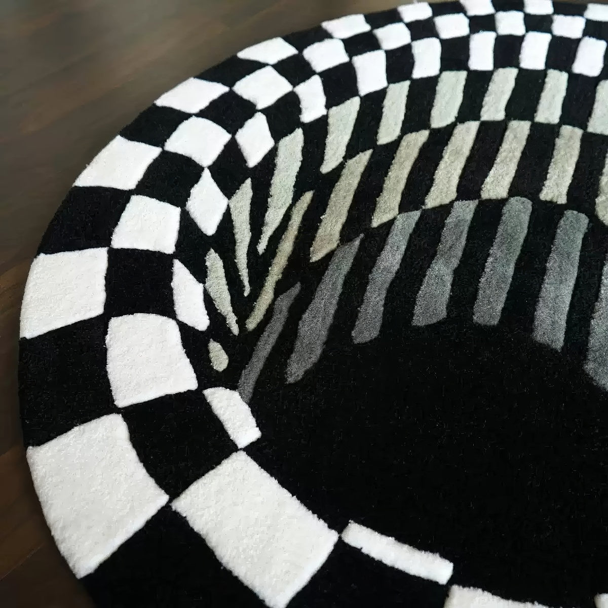 3D Hole Illusion Accent Rug — Soft Accent Rug for Bedroom Layering — Detail