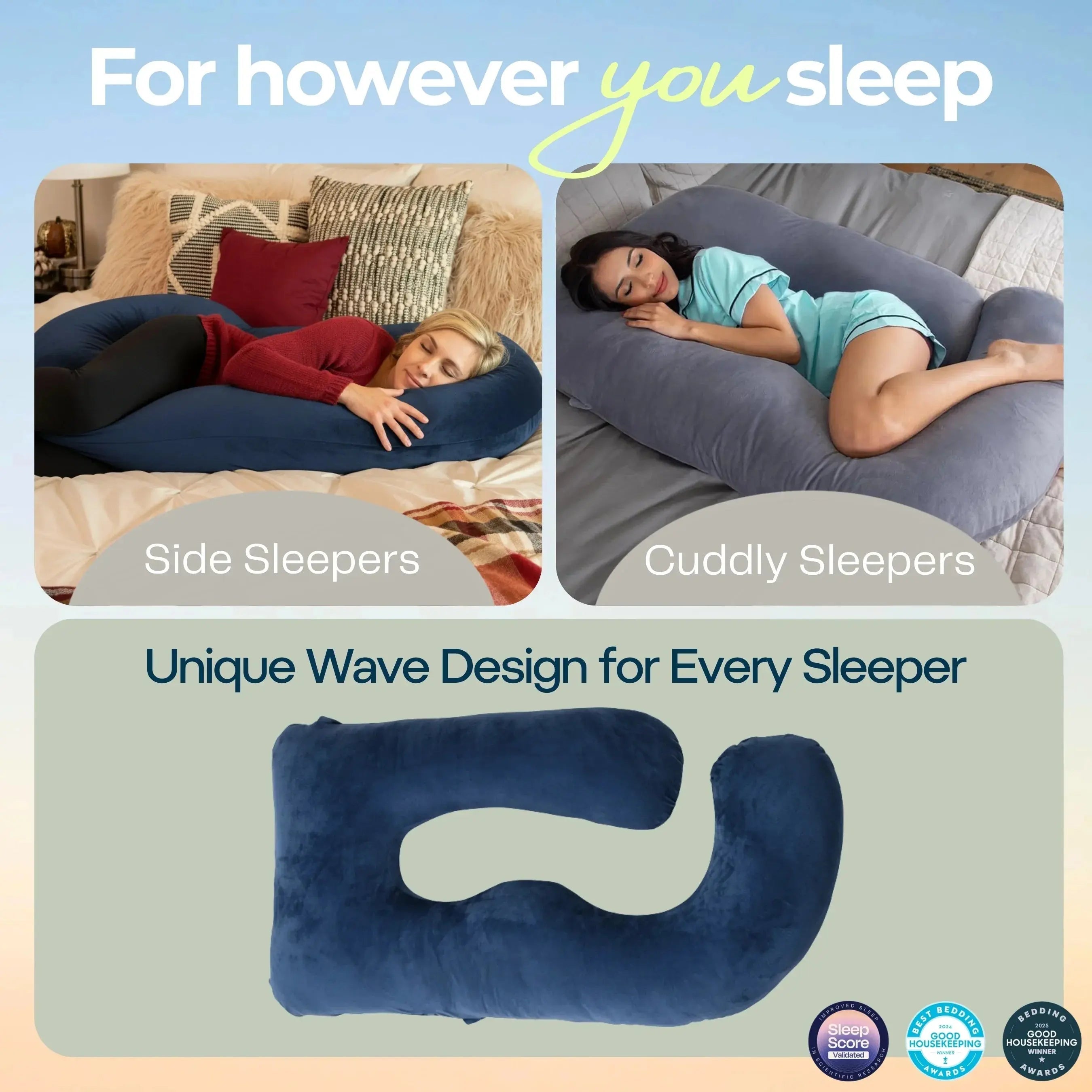 Comfort Body Pillow for Relaxation and Sleep - Available in Navy Blue, Gray, and Black — Lifestyle 1