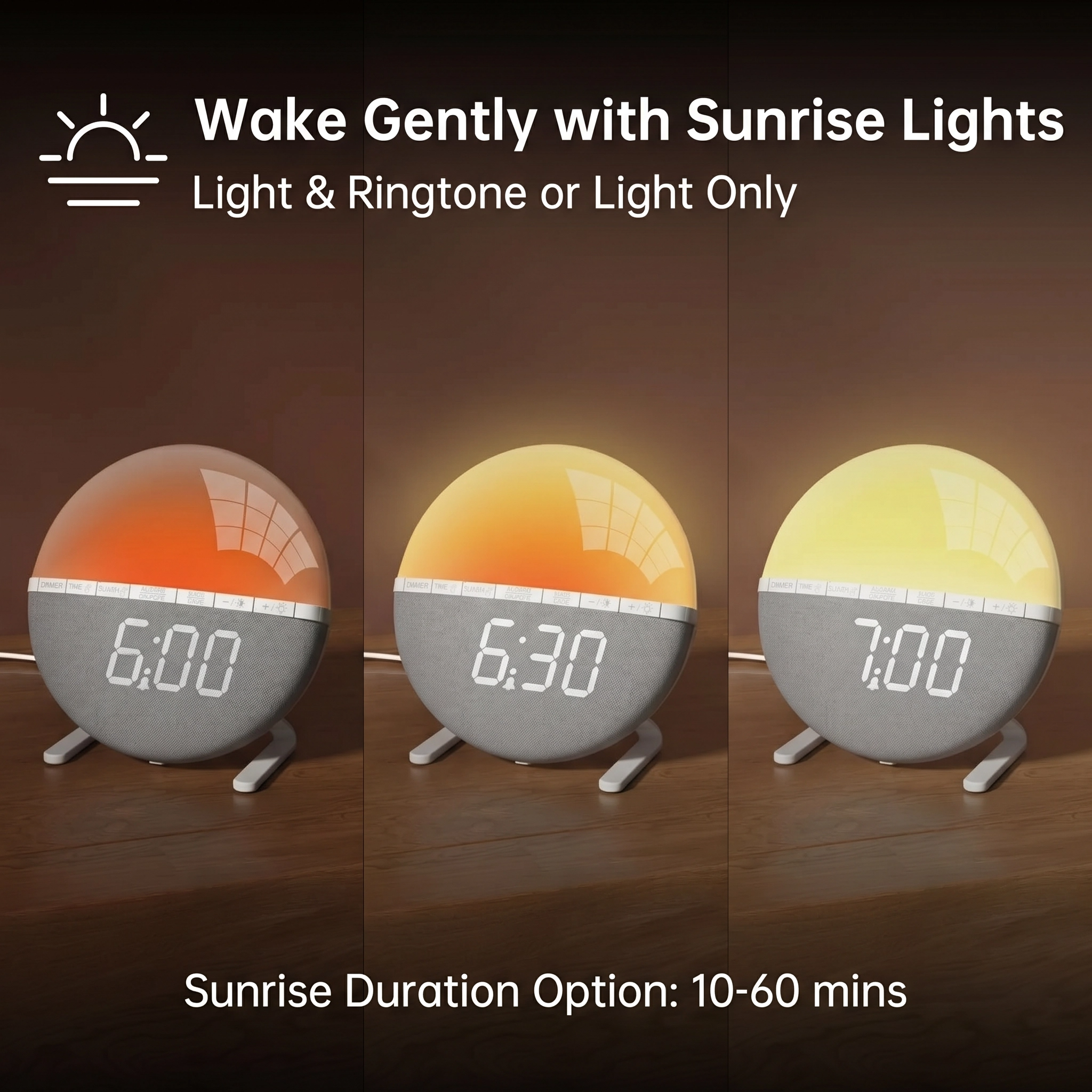 Sunrise Alarm Clock — Wake Up Light with Soothing Sounds & Mood Lighting