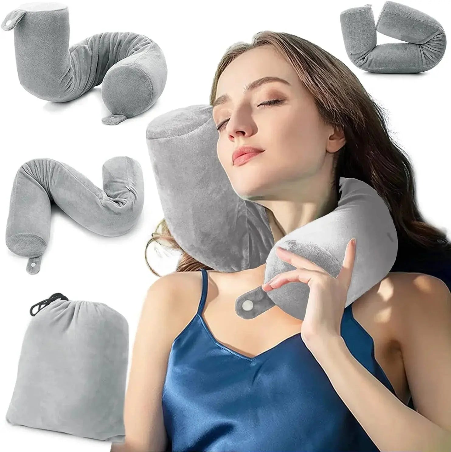Bendable U-Shaped Travel Pillow for Comfortable Sleep – Available in Navy and Grey — Lifestyle 10