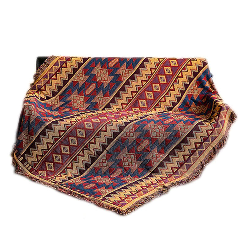 Retro Knit Throw Blanket — Chunky Knit for Lounge Layering — Front view