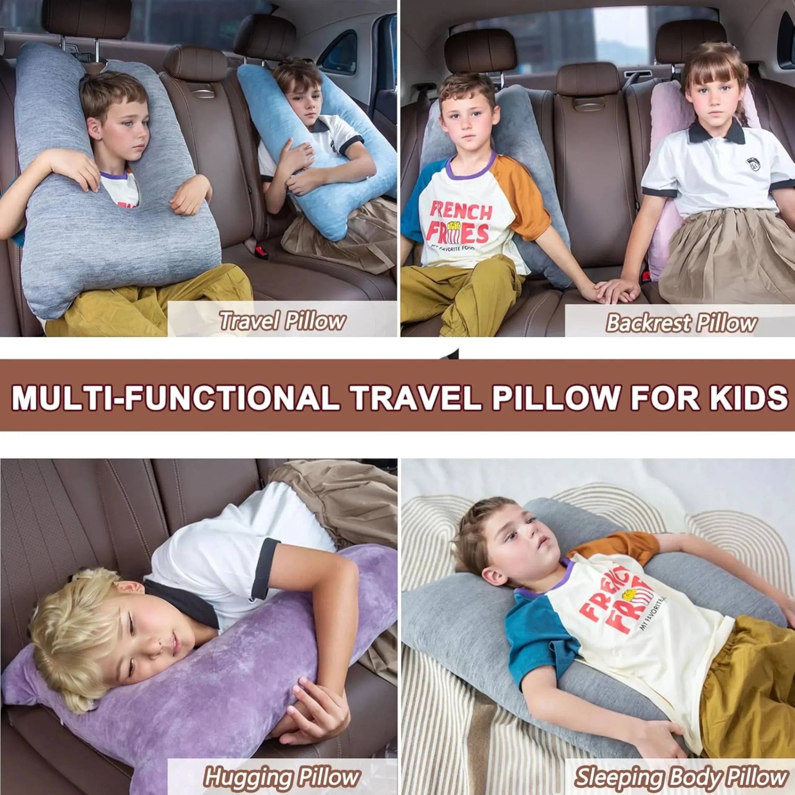 Memory Foam Travel Pillow - Compact Cushion for Comfortable Sleep, Available in Blue, Red, Grey, and Pink — Detail