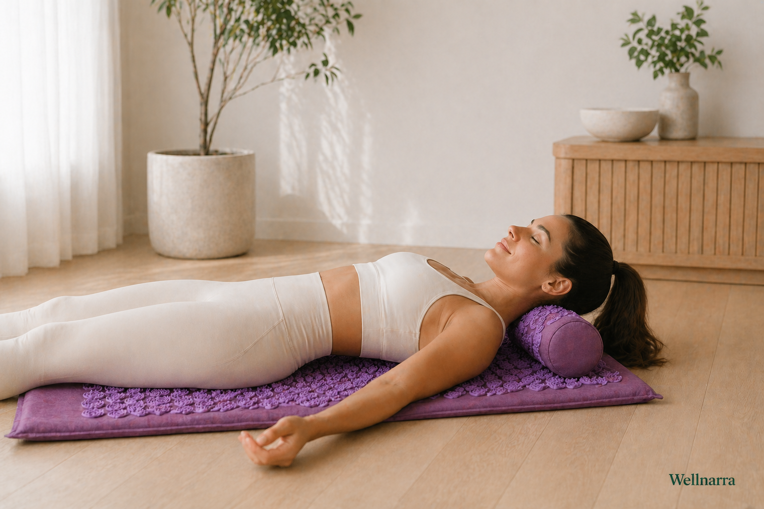 Acupressure Mat & Pillow Set with Carry Bag – Purple Spike Massage Mat for Home Relaxation