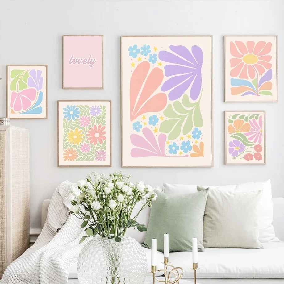 Minimalist Pastel Flowers Canvas Posters — Considered Home Styling