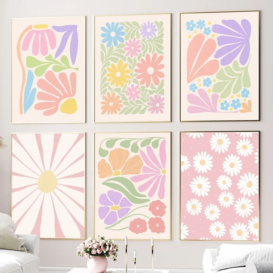 Minimalist Pastel Flowers Canvas Posters — Considered Home Styling