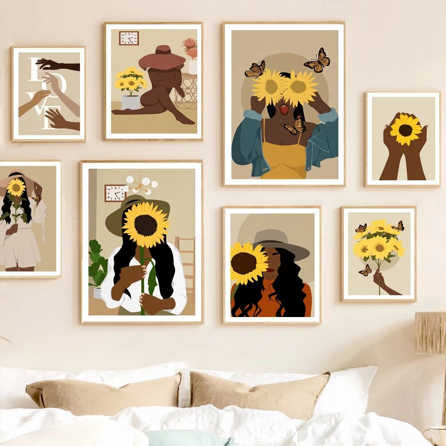 Embrace Sunflowers Gallery Wall Canvas Posters — Considered Home Styling — Lifestyle 1