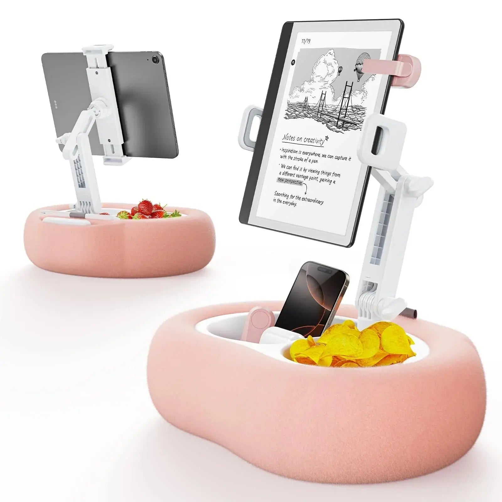 Adjustable Pillow Stand for Tablets and Phones - Available in Blue, Light Grey, and Pink for Comfortable Viewing — Lifestyle