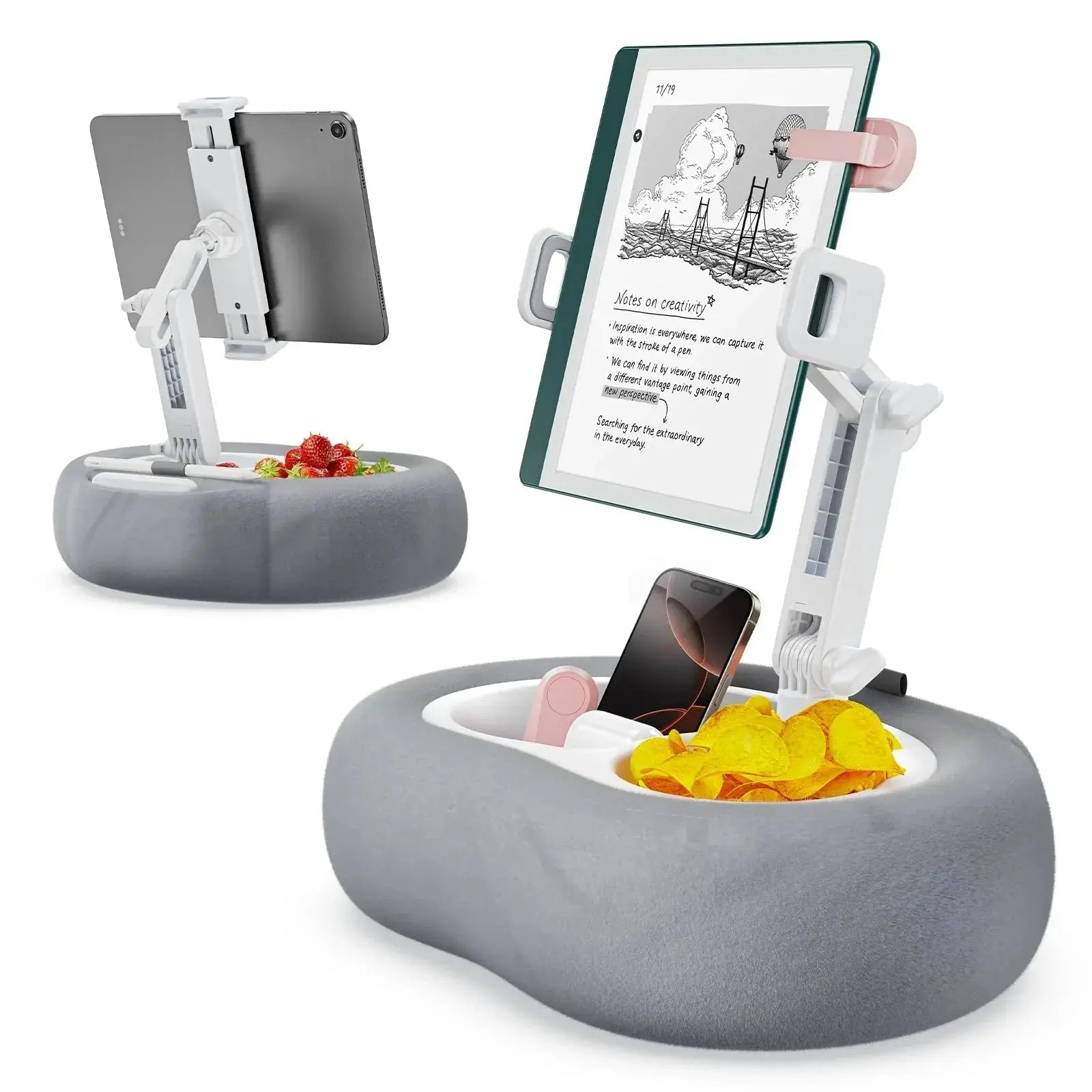 Adjustable Pillow Stand for Tablets and Phones - Available in Blue, Light Grey, and Pink for Comfortable Viewing — Lifestyle
