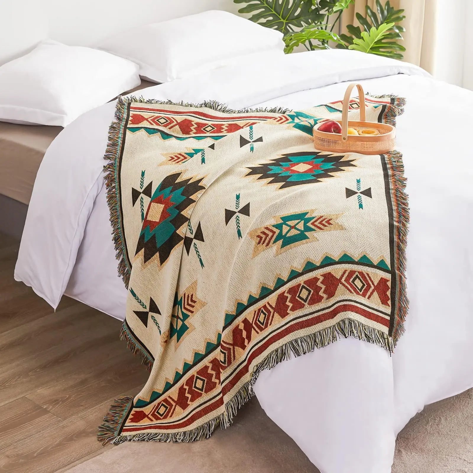 Aztec-Inspired Woven Throw Blanket for Relaxation - Available in Sucre, Multiple Sizes — Lifestyle 2