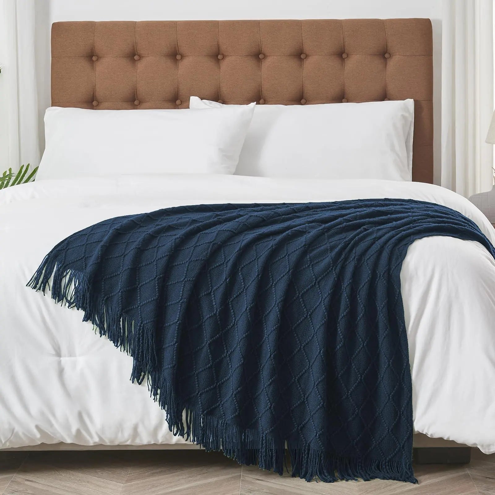 Nordic-Inspired Knitted Throw Blanket for Sleep and Relaxation - Available in Blue, Grey, Beige, Green (130x230cm) — Lifestyl