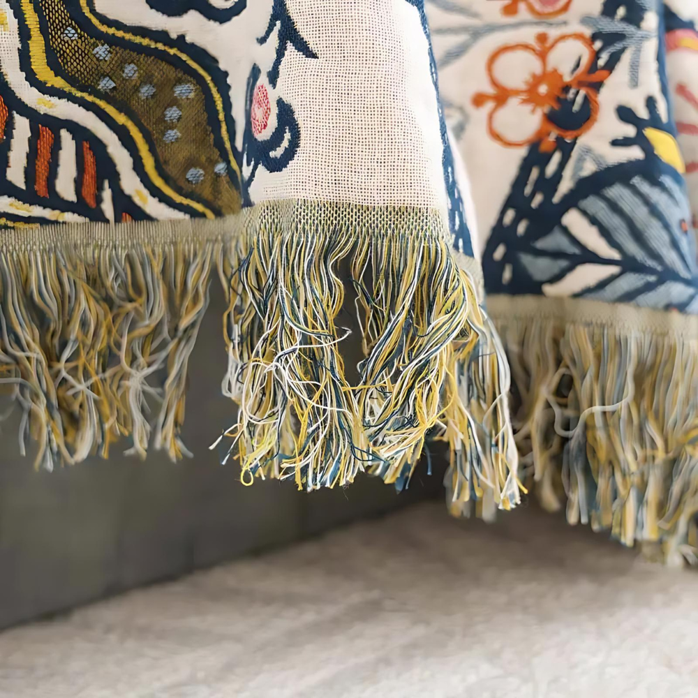 Artistic Flora Jacquard Blanket — Woven Botanical Throw — Lifestyle 3