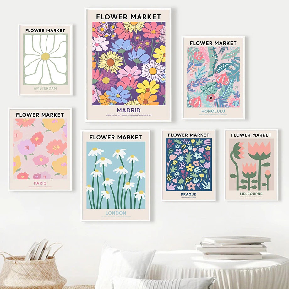 Vintage Flower Market Canvas Posters — Considered Home Styling — Front view