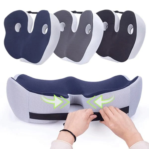 Ergonomic Adjustable Memory Foam Sit Bone Relief Seat Cushion for All-Day Comfort and Support