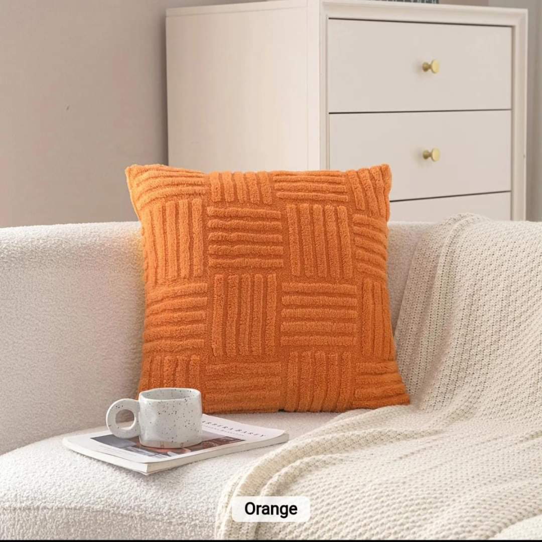 Quad-Ribbed Plush Cushion Cover — Architectural Texture — Lifestyle 5
