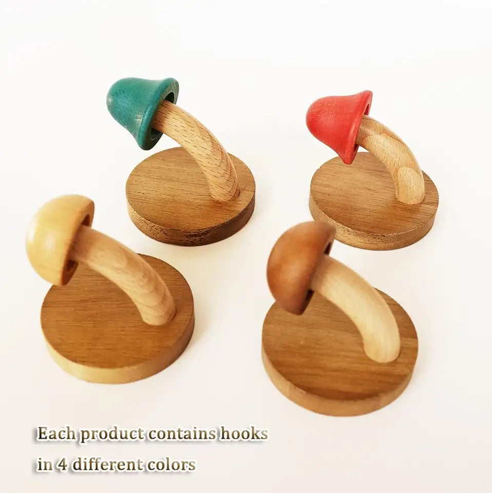 Timber Mushroom Wall Hook Set — Whimsical Wooden Pegs — Lifestyle 3
