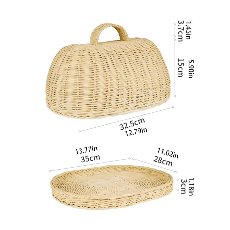 Woven Rattan Bread Cloche — Artisan Kitchen Storage — Lifestyle 3