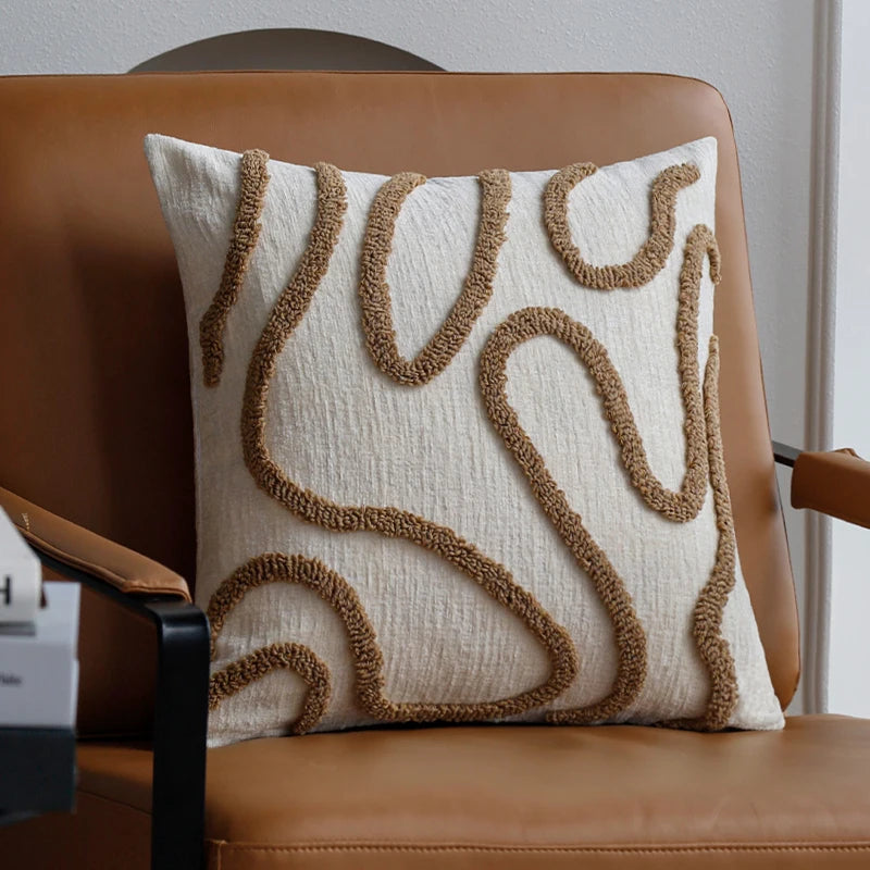 Chenille Abstract Cushion Cover — Tufted Boho Accent — Lifestyle 6
