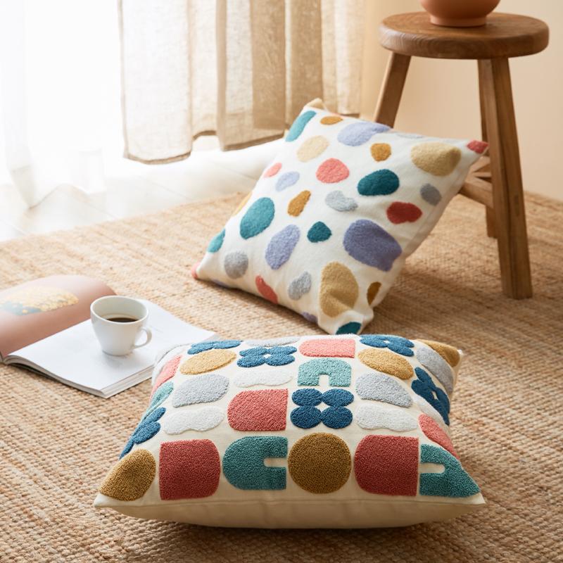 Abstract Tufted Cushion Cover — Cotton Boho Accent — Lifestyle 2