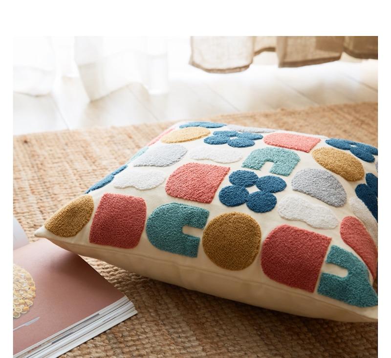 Abstract Tufted Cushion Cover — Cotton Boho Accent — Lifestyle 4