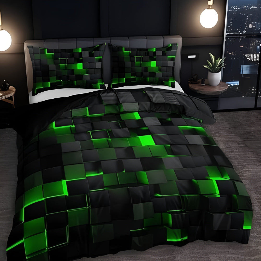 Geometric Grid Quilt Cover Set — 3-Piece Doona Cover Set — Lifestyle 5