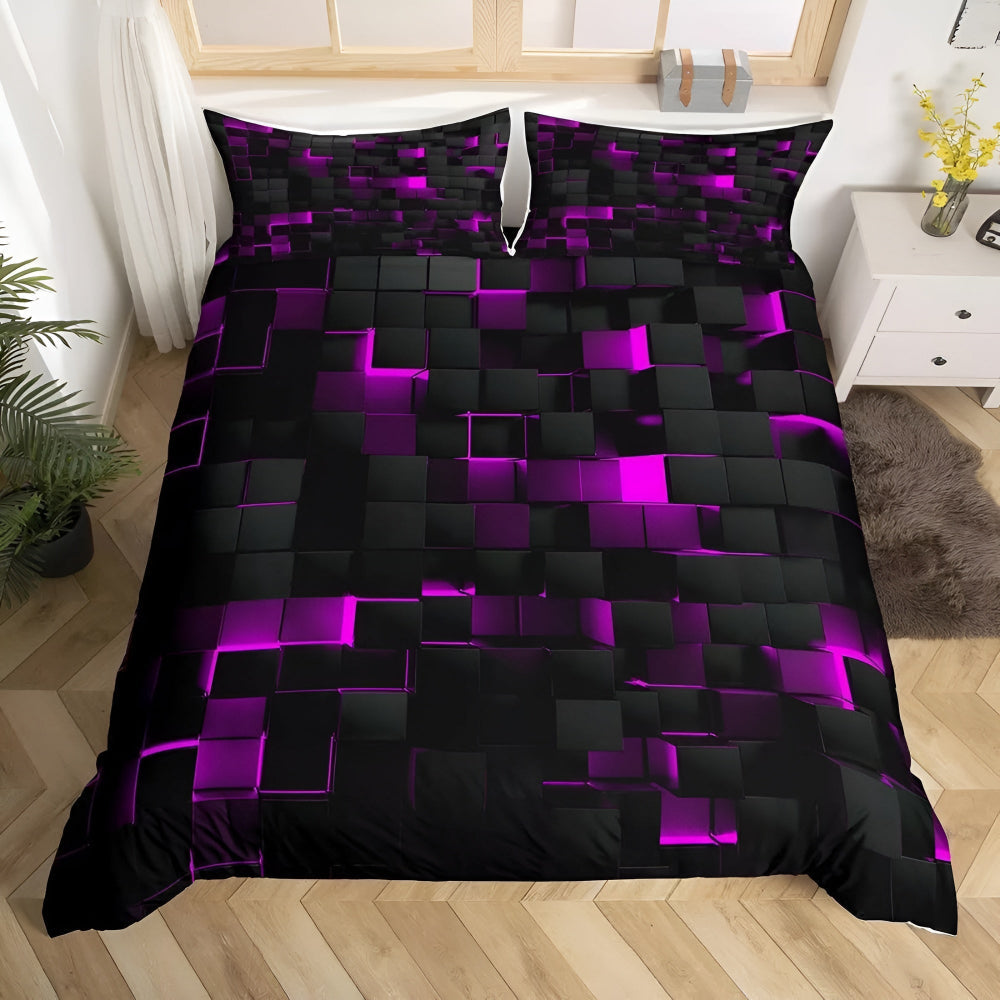 Geometric Grid Quilt Cover Set — 3-Piece Doona Cover Set — Lifestyle 6