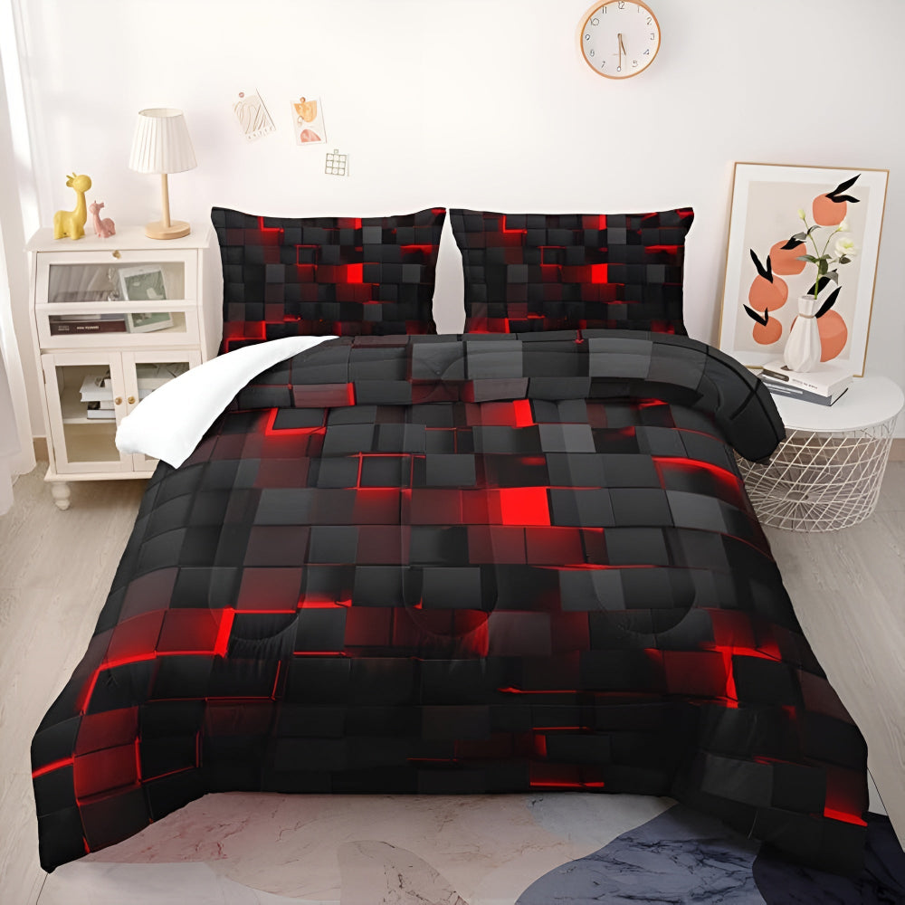 Geometric Grid Quilt Cover Set — 3-Piece Doona Cover Set — Lifestyle 7