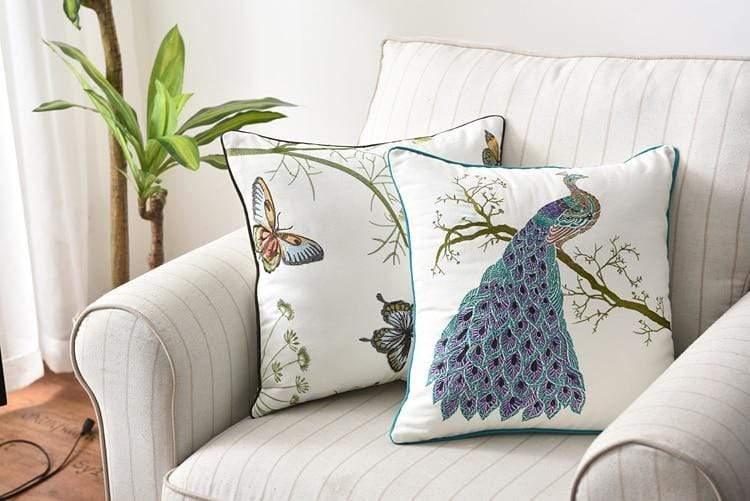 Embroidered Dragonfly Cushion Cover — Country Meadow Accent — Lifestyle 3