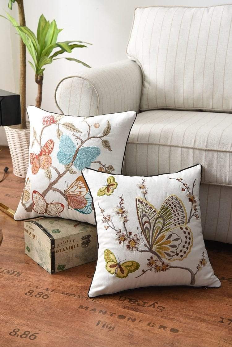 Embroidered Dragonfly Cushion Cover — Country Meadow Accent — Lifestyle 7