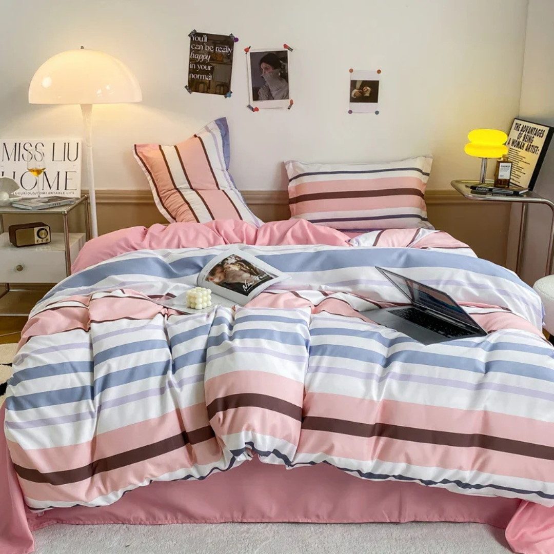 Botanical Line-Art Quilt Cover Set — Soft Cotton-Blend Bedding — Lifestyle 1