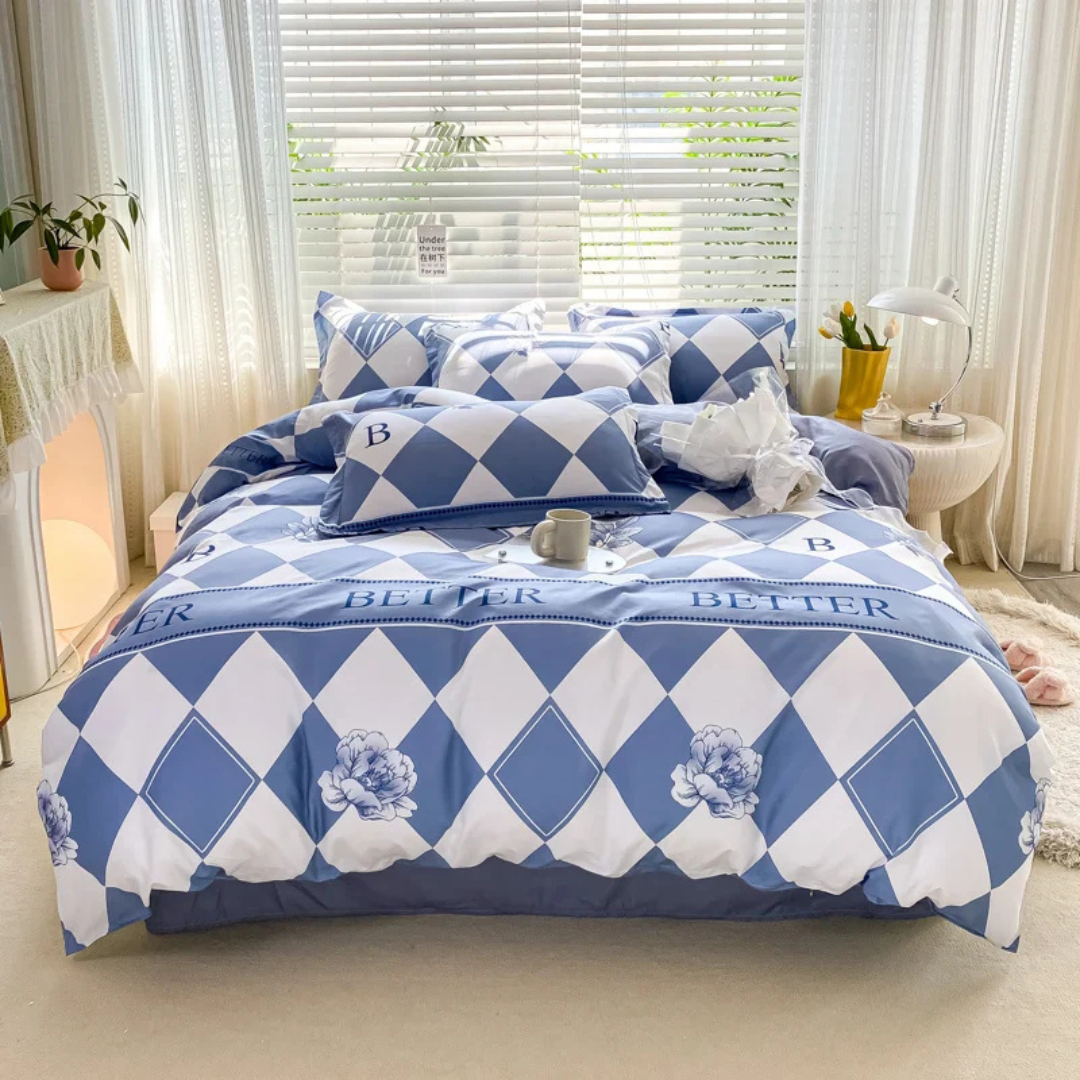Botanical Line-Art Quilt Cover Set — Soft Cotton-Blend Bedding — Lifestyle 4