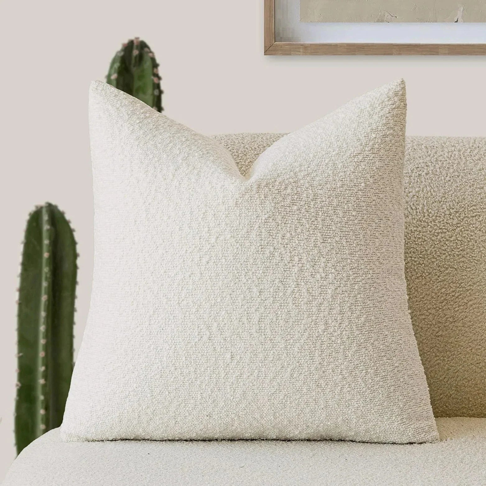 Bouclé Cushion Cover — Soft Textured 45cm Decorative Cover — Front view