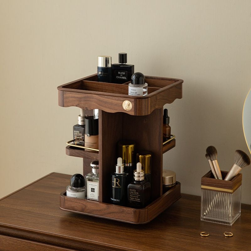 Rotating Timber Vanity Carousel — Scalloped Dressing-Table Organiser — Lifestyle 2