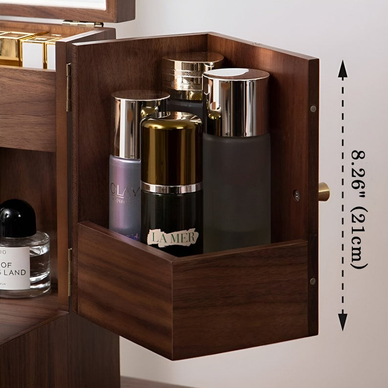 Walnut Vanity Chest — Heritage Pinecone-Detail Cabinet — Lifestyle 4