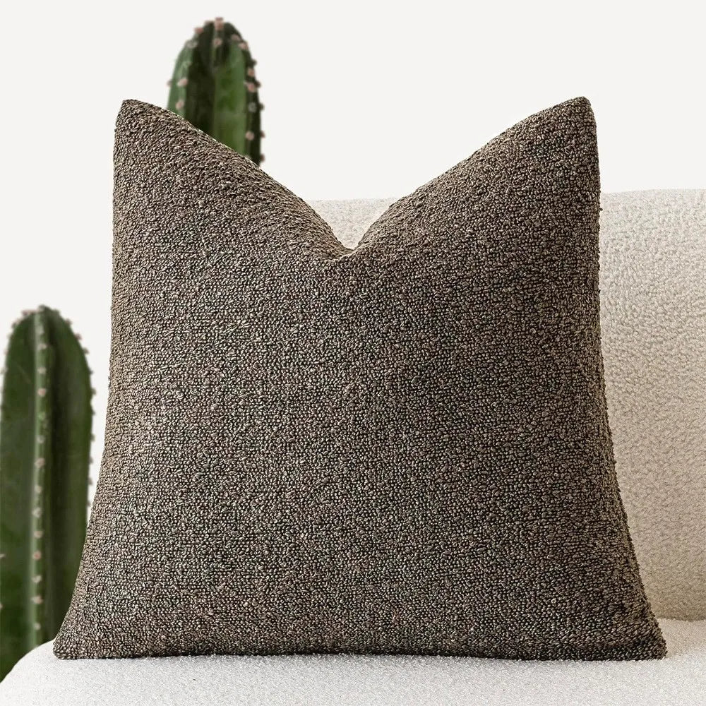 Bouclé Wool-Look Cushion Cover — Curly Teddy Texture — Detail