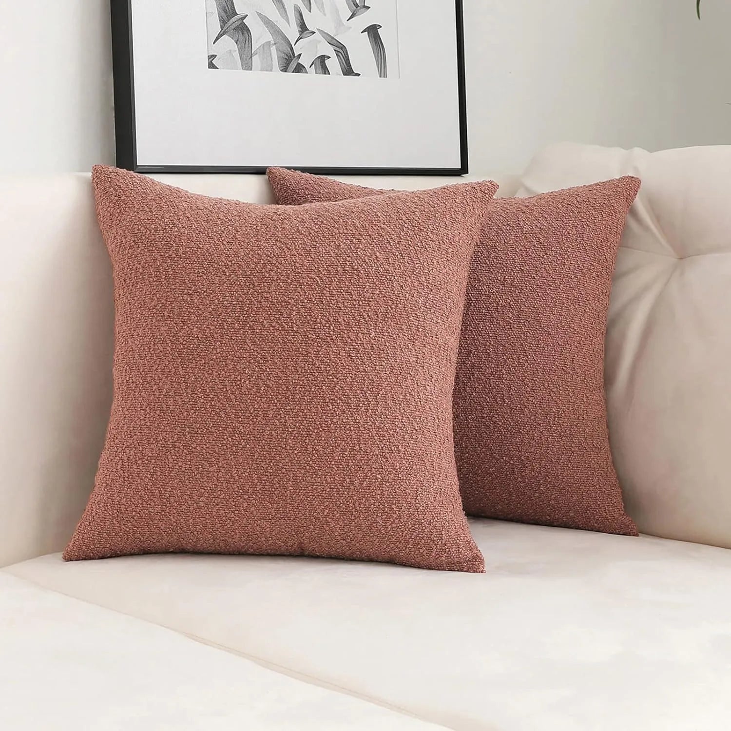 Bouclé Wool-Look Cushion Cover — Curly Teddy Texture — Lifestyle 1
