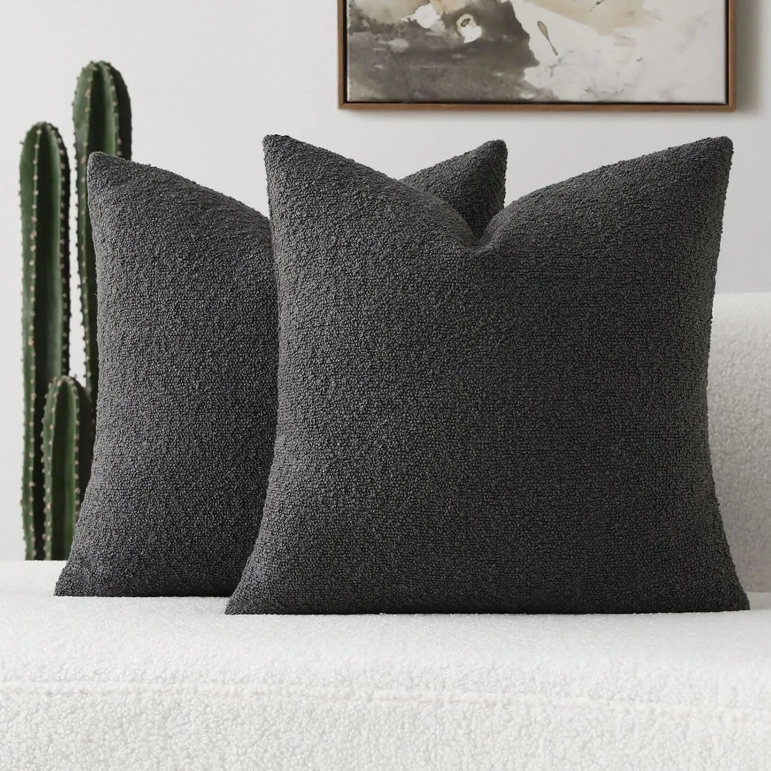 Bouclé Wool-Look Cushion Cover — Curly Teddy Texture — Lifestyle 3