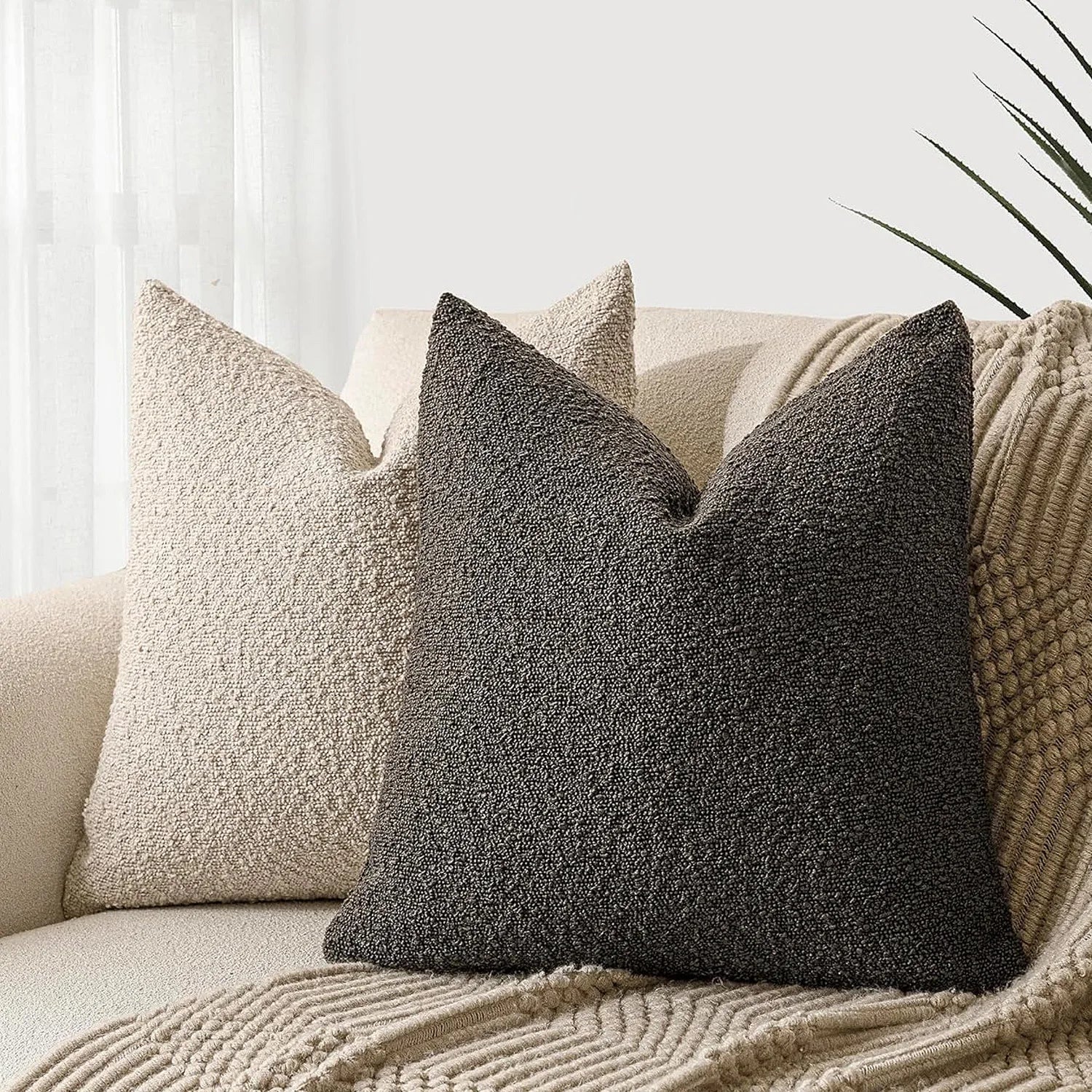 Bouclé Wool-Look Cushion Cover — Curly Teddy Texture — Lifestyle 7