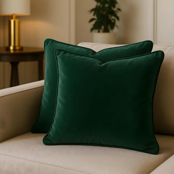 Cotton Velvet Cushion Cover — Flanged-Edge Decorative Accent — Lifestyle 6