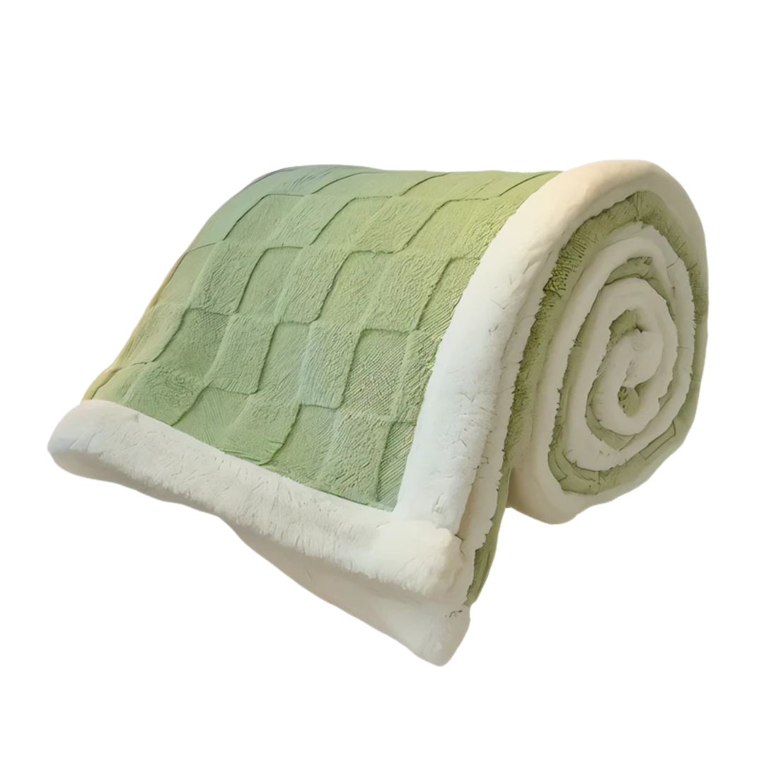 Sherpa-Backed Fleece Throw Blanket — Quilted Two-Tone Comfort — Lifestyle 4