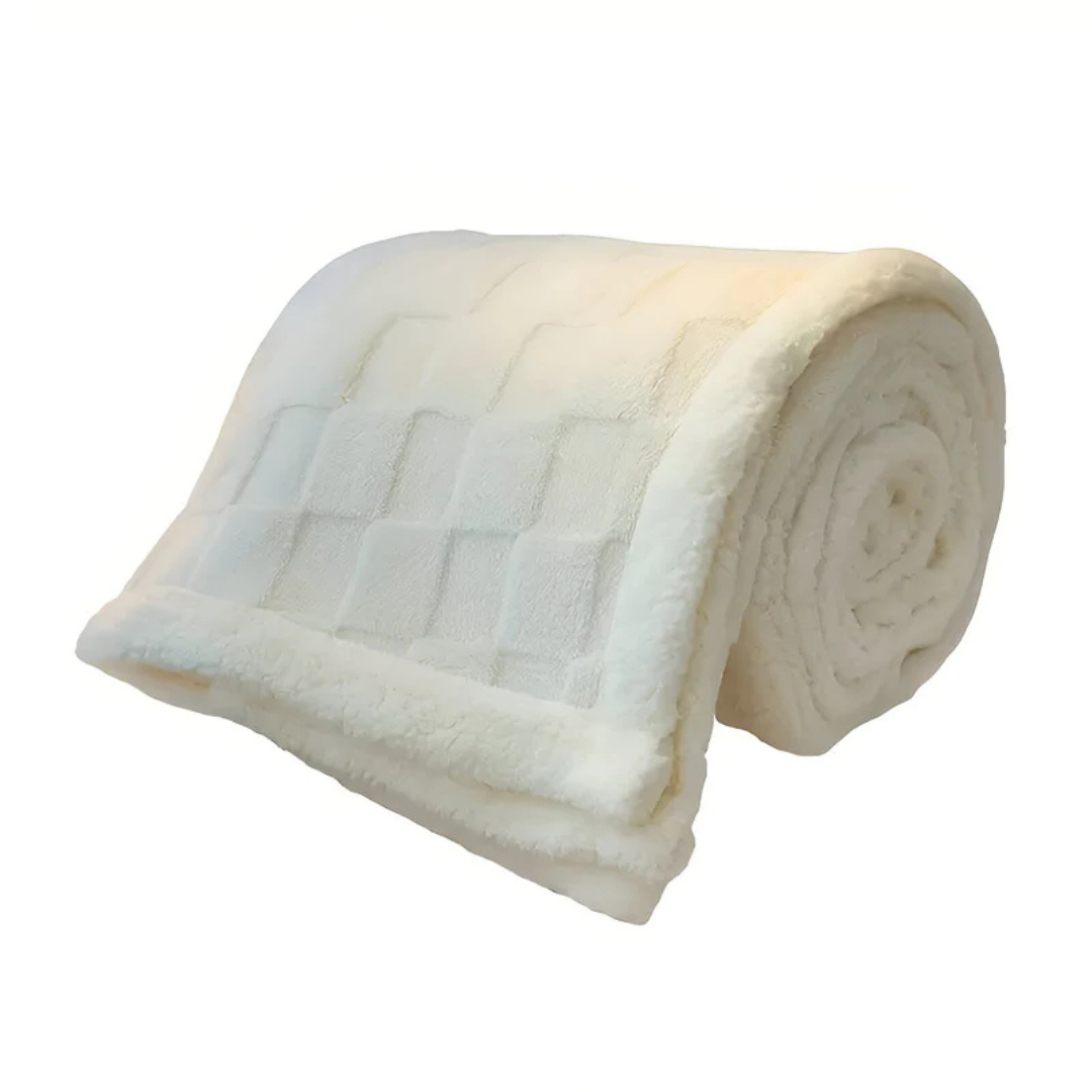 Sherpa-Backed Fleece Throw Blanket — Quilted Two-Tone Comfort — Lifestyle 6