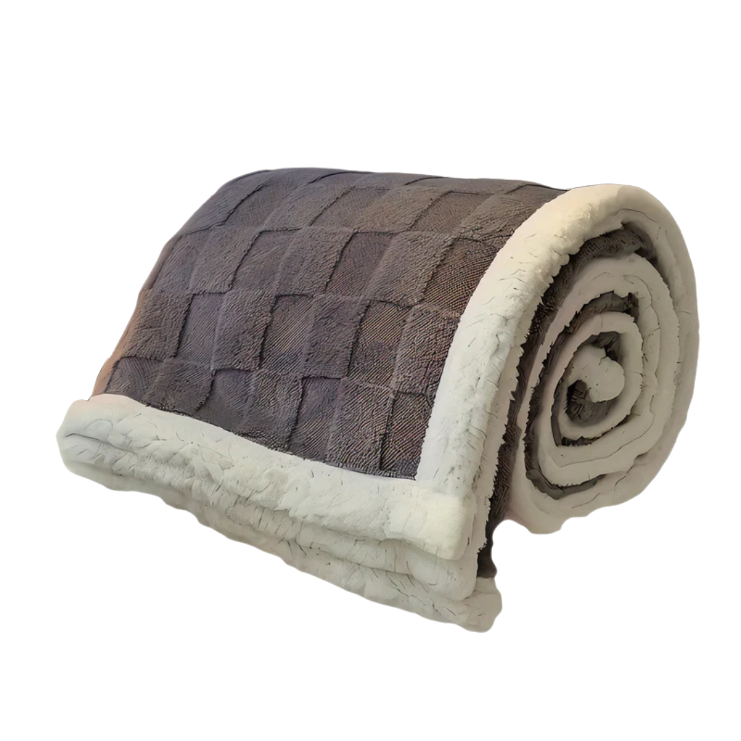 Sherpa-Backed Fleece Throw Blanket — Quilted Two-Tone Comfort — Lifestyle 7